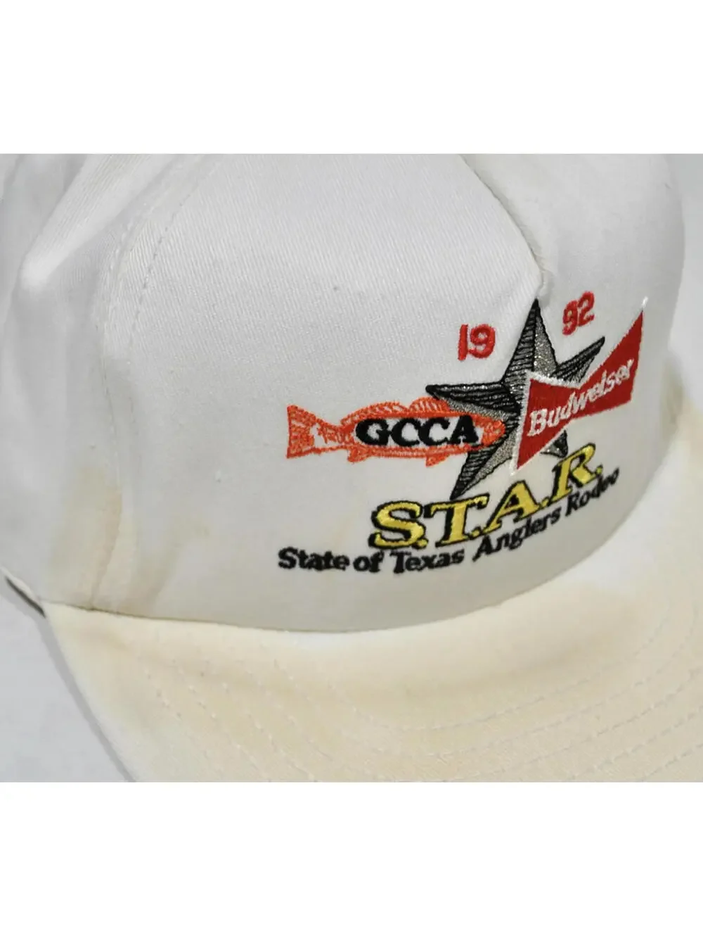 Vintage Budweiser 1992 State of Texas Anglers Rodeo Bud 90s White Snapback